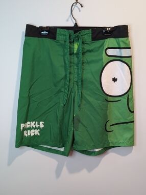Rick And Morty Green Swim Trunks Boardshorts